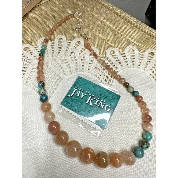 Jay King Jewelry - Jay King DTR Desert Rose Trading Sterling 925 Sunstone Turquoise Beaded Necklace